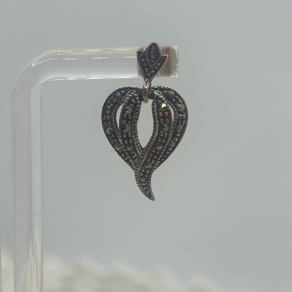 Vintage 925 silver marked TH 60 earrings - Picture 4 of 7